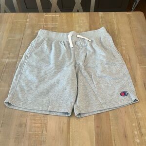 Champion Light Gray Terry Sweatshorts with White Drawstring